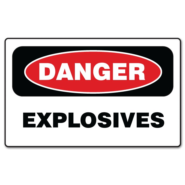 DANGER EXPLOSIVES warning sign sticker decal 6 x 4  