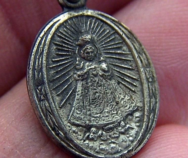 Antique Silver Scapular Medal Infant Of Prague Jesus  