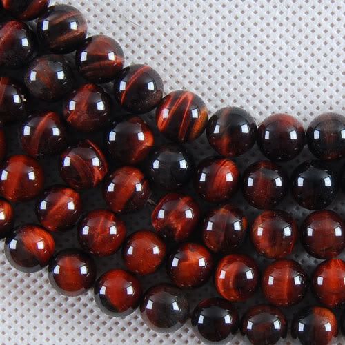 H0766 Red Tiger Eye Gem Ball Loose Beads 15.5  