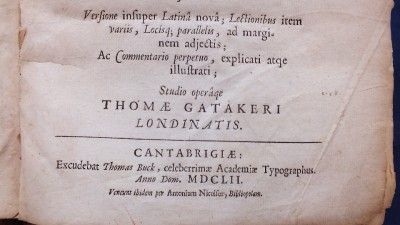 1652 MARCUS AURELIUS, THOMAS GATAKER, PHILOSOPHY, GREEK/LATIN CLASSICS 