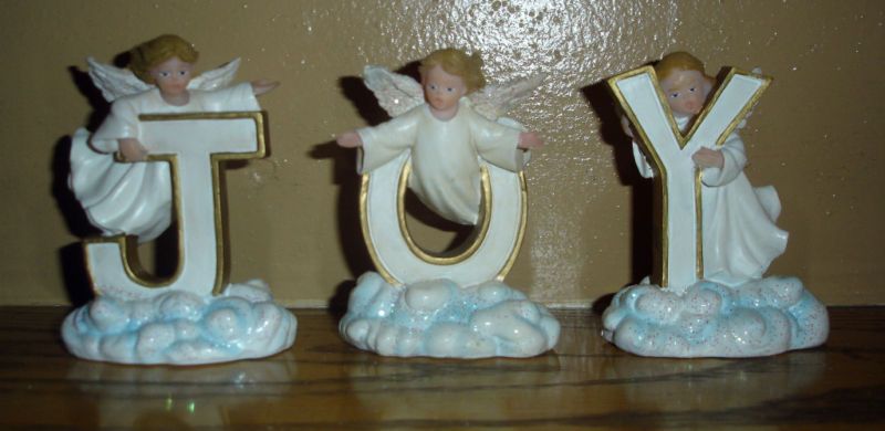 Set of 3 Beautiful J O Y Letters Angel Figurines  