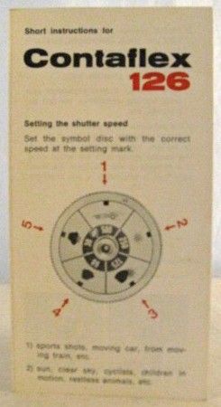 Short Instructions /User Manual for Zeiss Ikon Contaflex 126 Camera