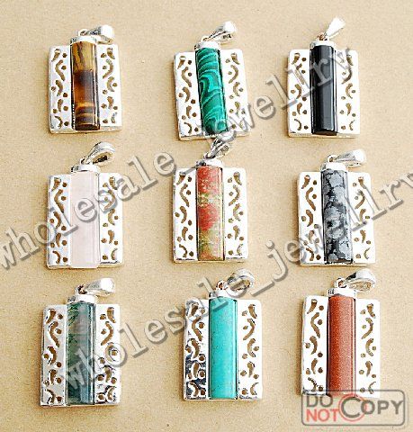 Free 9pcs alloy&gemstone stunning hang pendants  