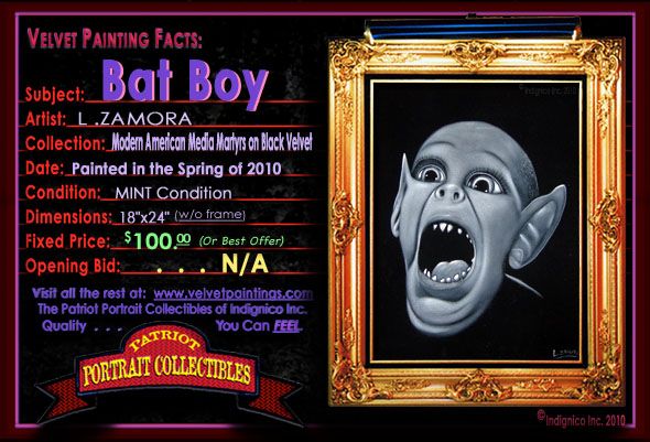  Painting of Bat Boy, Hand Painted in Tijuana, Mexico by LINO ZAMORA 