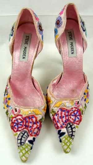 STEVE MADDEN PINK & COLORFUL SEQUINED POINTED TOE HEELS 6.5 PUMPS 