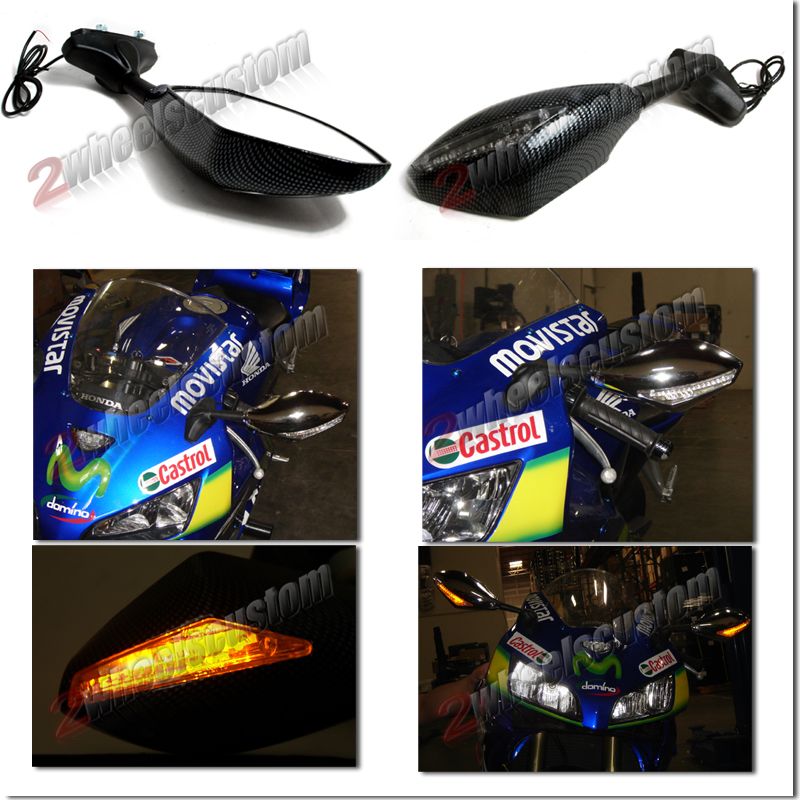 KAWASAKI LED TURN SIGNAL MIRROR CARBON Z750S ZX9R ZX6R  