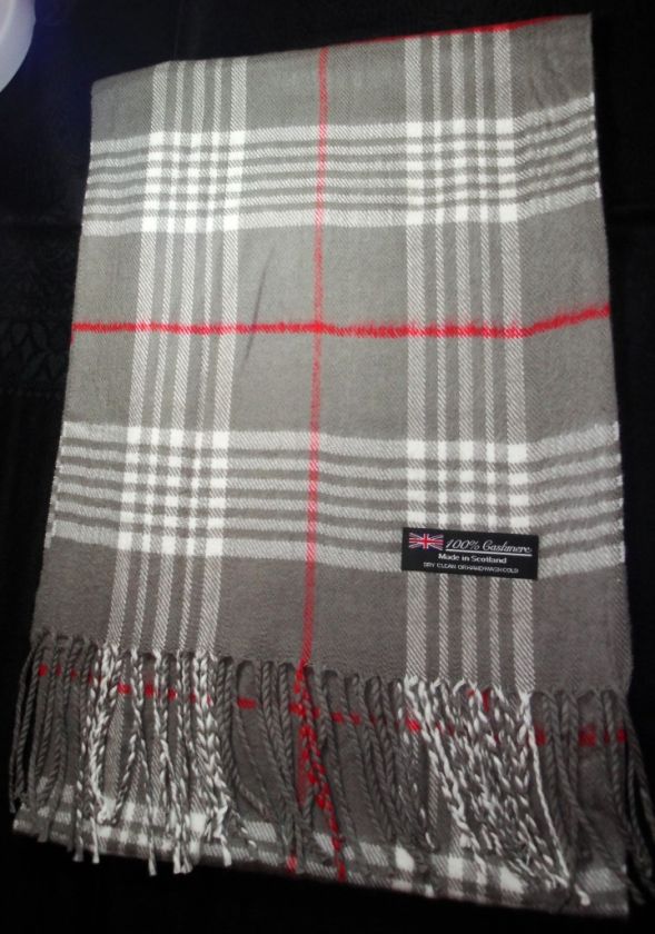 New 100% Cashmere Scotland Scarf Wrap Navy Check Plaid  