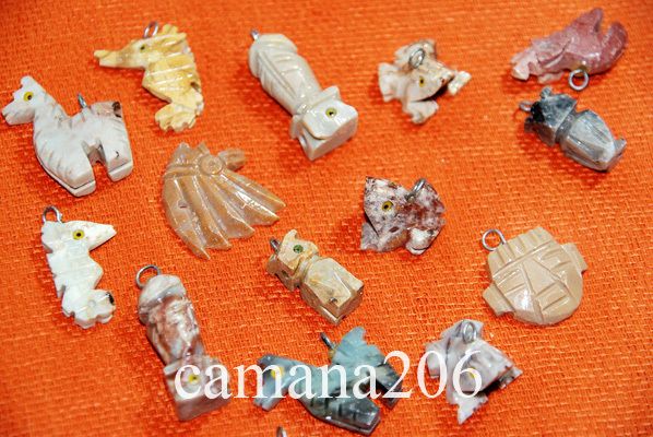 LOT 10 SOAP STONE PENDANTS MIX SHAPE *PERUVIAN HANDICRAFTS*  