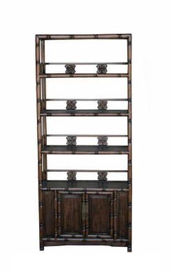 Chinese Bamboo Simulated Carved Bookshelf Cabinet s1370  