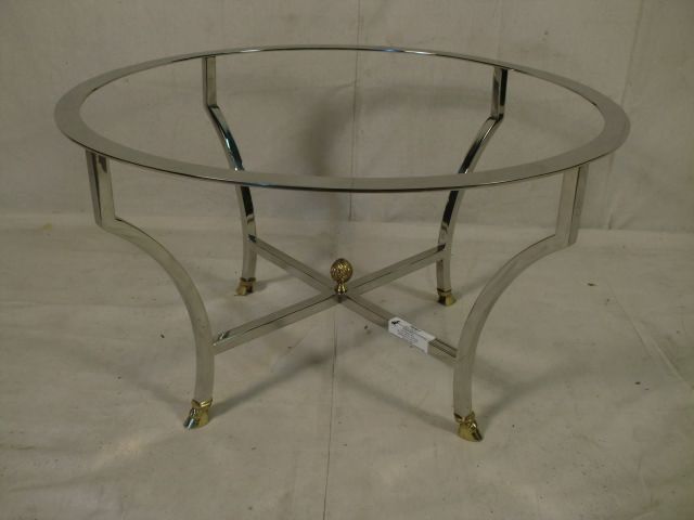 Round Glass Top Mid Century Modern Coffee Table (1654)r.  