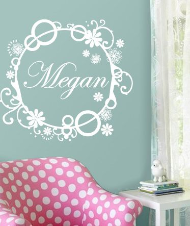 FLOWER MONOGRAM   Vinyl Wall Art Decal monogram kids  