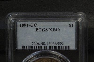 1891   CC MORGAN DOLLAR COIN    PCGS GRADED XF40  