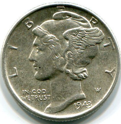 1943 P Mercury dime BU  