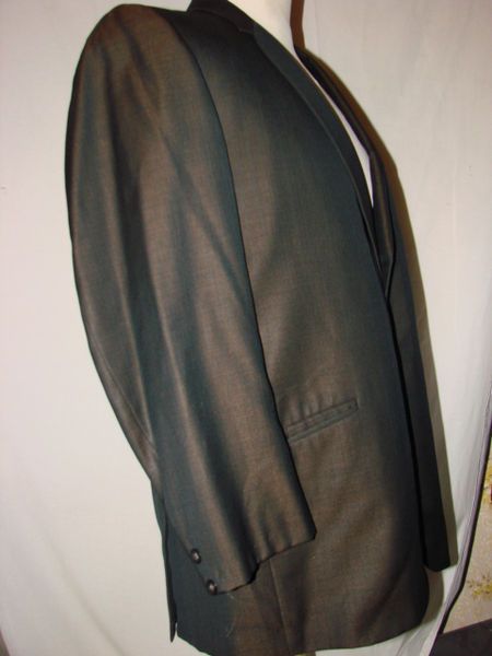 Vtg 60s Green SHINY SHARKSKIN BLAZER Sz 42 Rocker Hepcat  