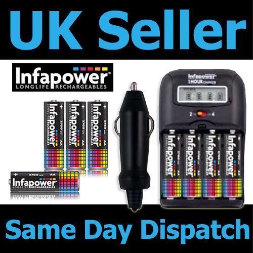 INFAPOWER 1 HOUR HOME CHARGER & 4 x 2700mAh RECHARGEABLE AA BATTERIES 