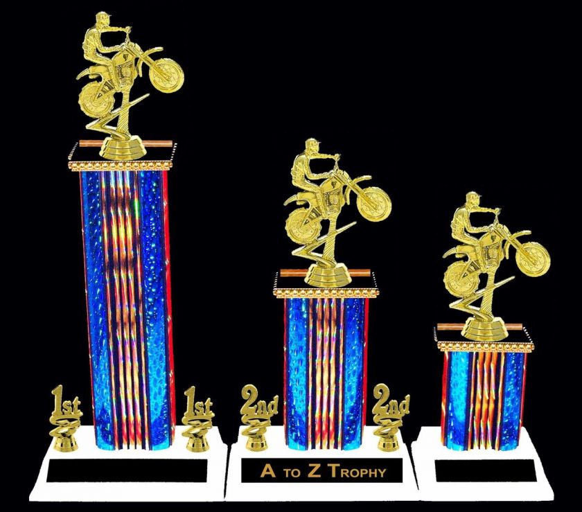 MOTOCROSS TROPHIES 1st 3rd CYCLE DIRT BIKE RACING AWARD  