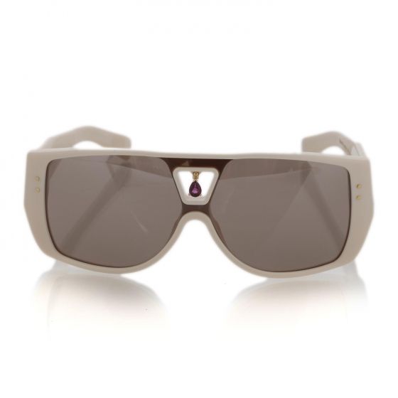 LOUIS VUITTON Acetate Amethyst BINDI Sunglasses Ivory  