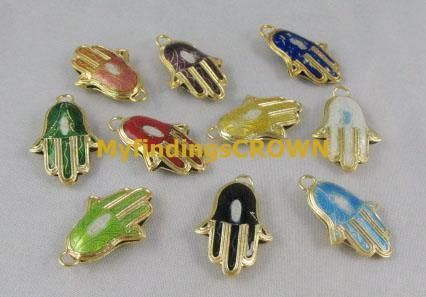 20 Mixed colour Cloisonne enamel Hand Charms 29mm W894  