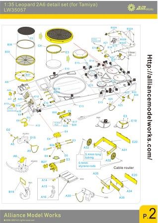   Model Works 135 Leopard 2A6 / 2A5 Detail Set Tamiya, LW35057  