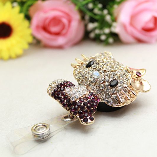 New Hellokitty Bling Rhinestone Lovely Cute Retractable ID/IC Badge 