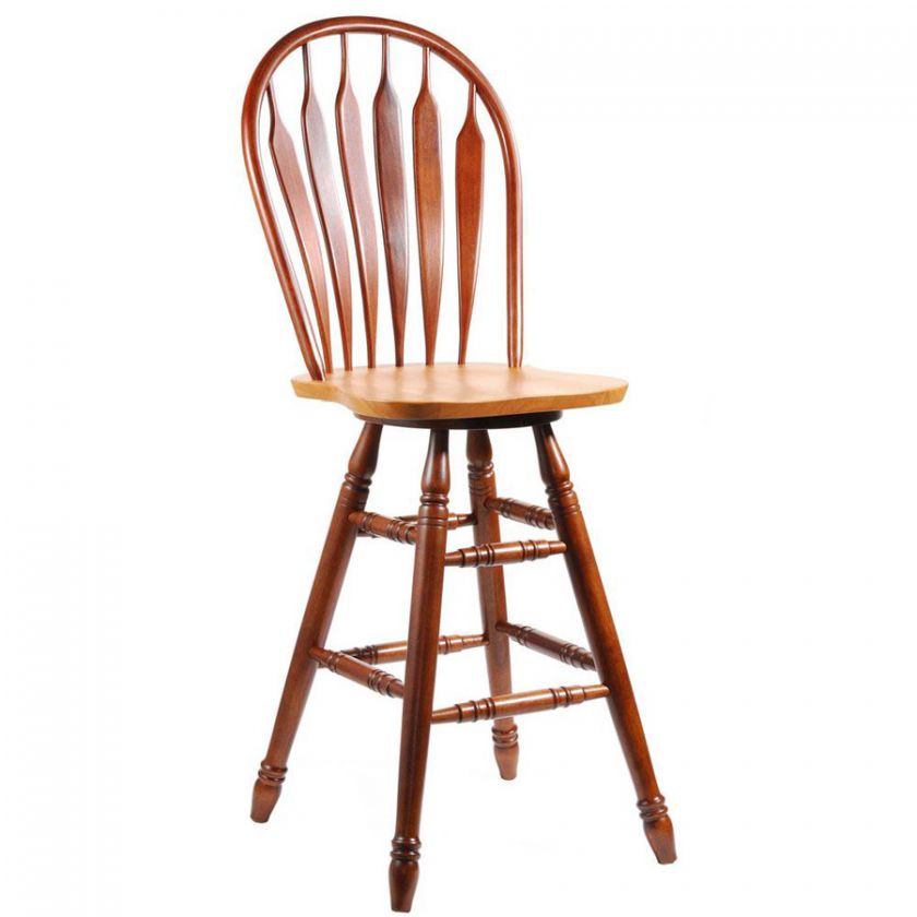   Arrowback Cinnemon / Espresso Wood Swivel Bar Stool   30 Inch  