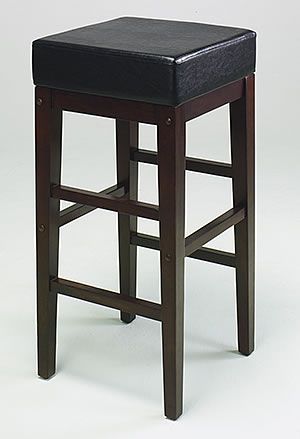 CREAM   BLACK Faux Leather 30H Square Bar Counter Stool  