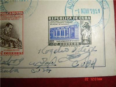 CUBA CHESS,CAPABLANCA, EDWARD LASKER STAMPS, SEVERAL AUTOGRAPHS