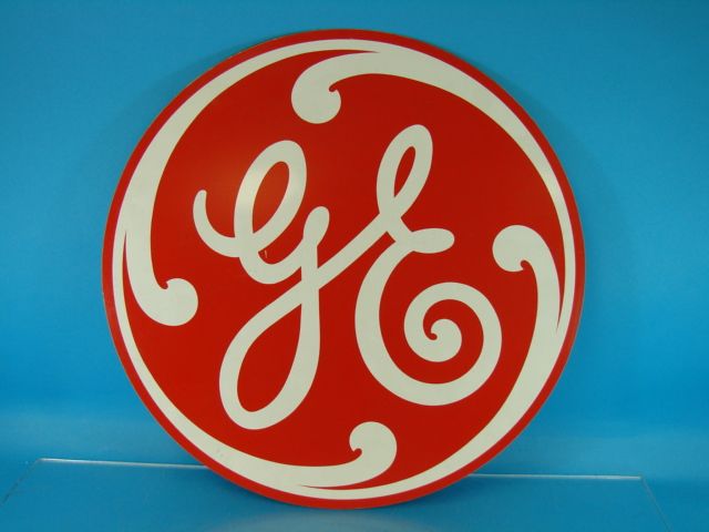 Rare Sheet Metal GE Logo Sign 24 diameter Vintage Collectible  