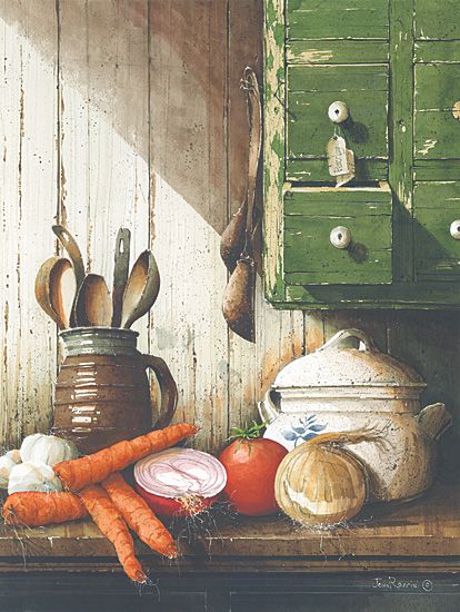 Kitchen Pantry Crocks Spoons Country Framed Picture Art  