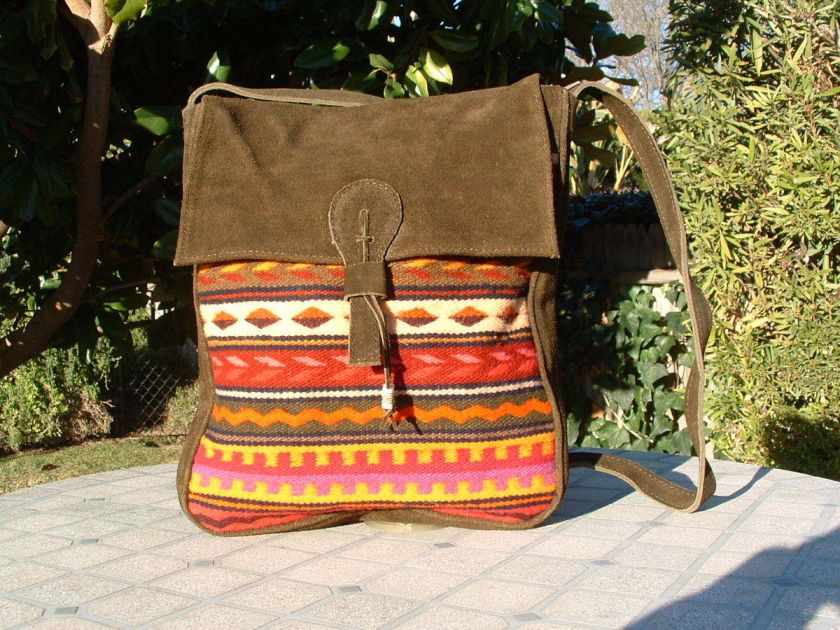 NEW Unisex ethnic messenger bag wool suede Native american designs 