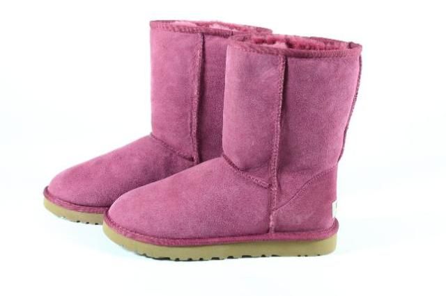 Ugg Ladies Fushia Mid Calf Sheepskin Lined Boots Booties Size 7M 