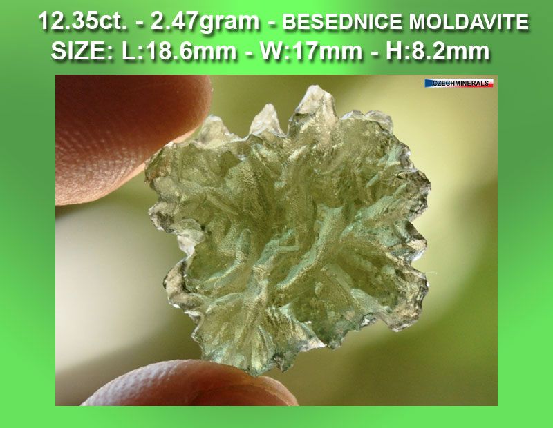 BESEDNICE MOLDAVITE HEDGEHOG RARE PIECE 12.35ct = 2.47g  