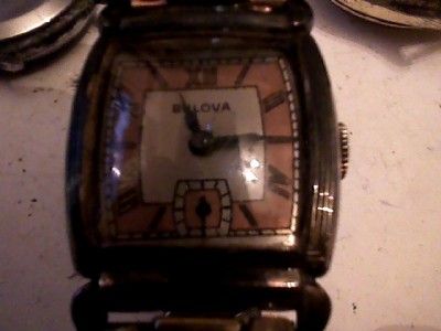 VINTAGE SUB SEC COPPER DIAL BULOVA SQUARE WATCH RUNS  