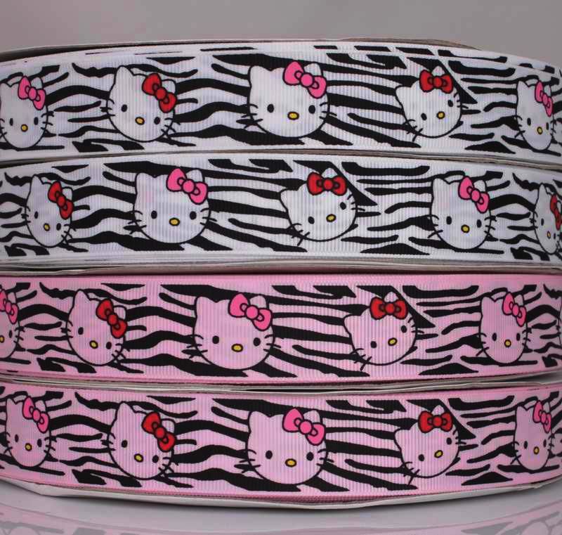   Zebra Hello Kitty Printed Grosgrain Ribbon bow 5/50 yards  