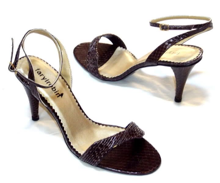 FARYROBIN BROWN SNAKESKIN SANDAL PUMPS SHOE 10~NEW~$165  