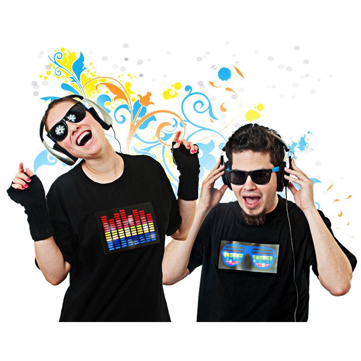 New Sound Activated LED Light Up T Shirt   3 Designs  