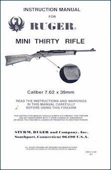 RUGER MINI 30 .7,62 x 39 RIFLE GUN OWNERS MANUAL  