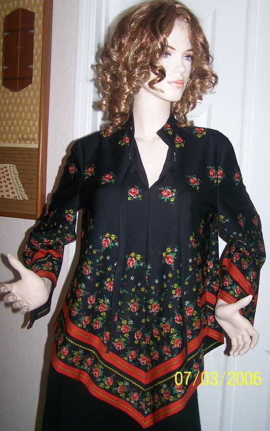 Vintage 70s HIPPIE Handkerchief Top Tunic w Angel Slvs  