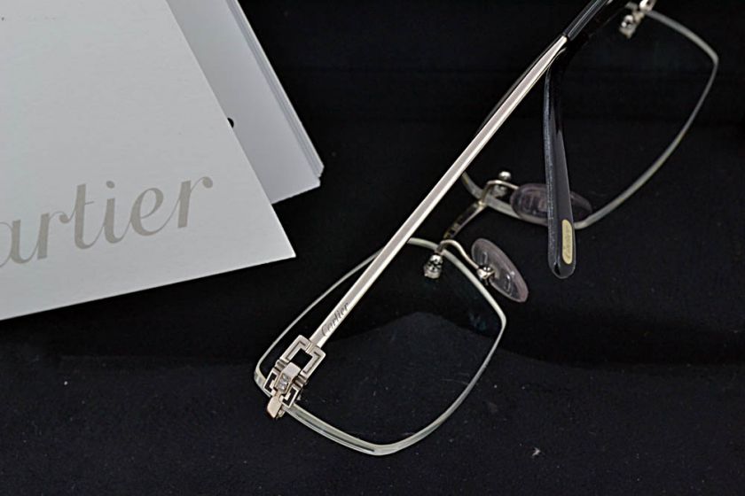 Cartier Solid White Gold & Diamond Rimless Glasses (Sun) Rare 