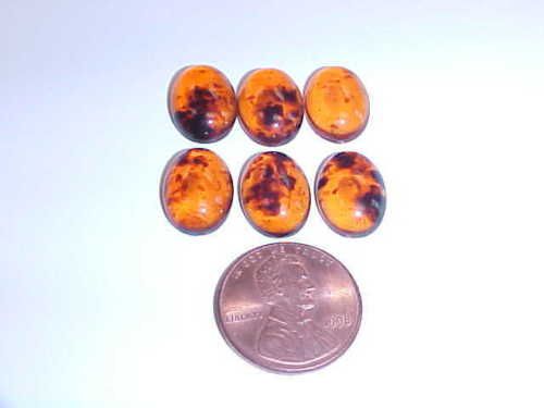 18 VINTAGE ITALIAN DARK AMBER 14X10MM OVAL CABOCHON 787  