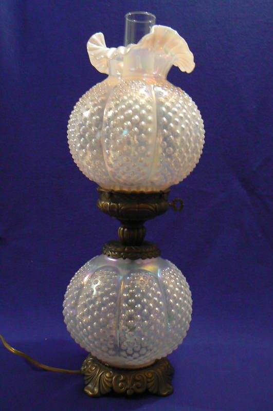 Fenton 23 Pink Champagne GWTW Hobnail Lamp 95th Anniv  