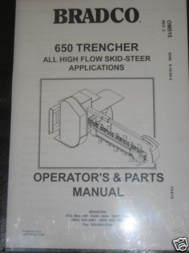 Bradco 650 Trencher Operators & Parts Manual  