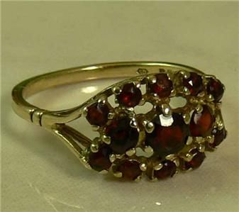 VINTAGE 9CT GOLD ENGLISH GARNET RING*SZ O  