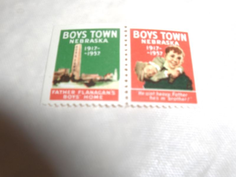 VINTAGE 2 DIFF. BOYS TOWN NEBRASKA CHRISTMAS SEAL STAMP  