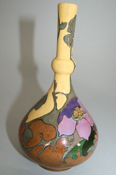 OUTSTANDING ART NOUVEAU CERAMIC VASE BY ROZENBURG DEN HAAG, c. 1900