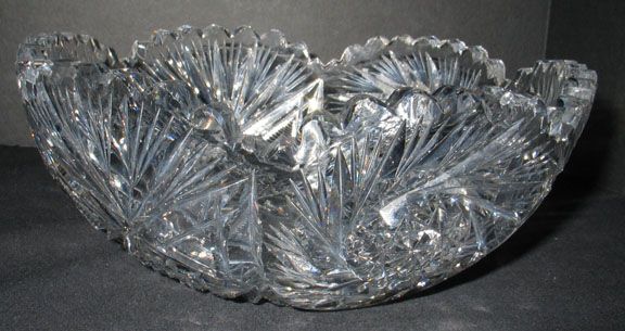 ANTIQUE ABP TORNADO BRILLIANT CUT GLASS 8” BOWL 4DEEP  