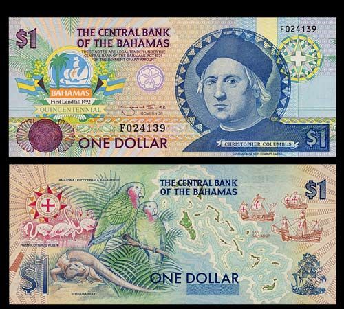 DOLLAR Note BAHAMAS 1992   Christopher COLUMBUS   UNC  