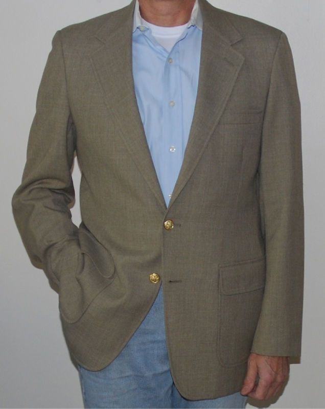 Mens Adam Row Blazer 42L Tan Linen  