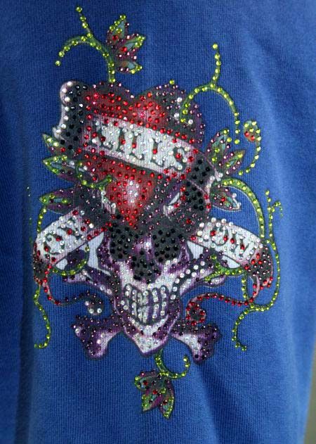 ED Hardy Mens Hoodie NEW YORK CITY dipdye Blue stones  