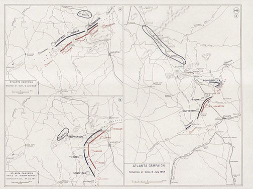 BATTLE OF ATLANTA Georgia set of 3 vintage West Point maps CIVIL WAR 